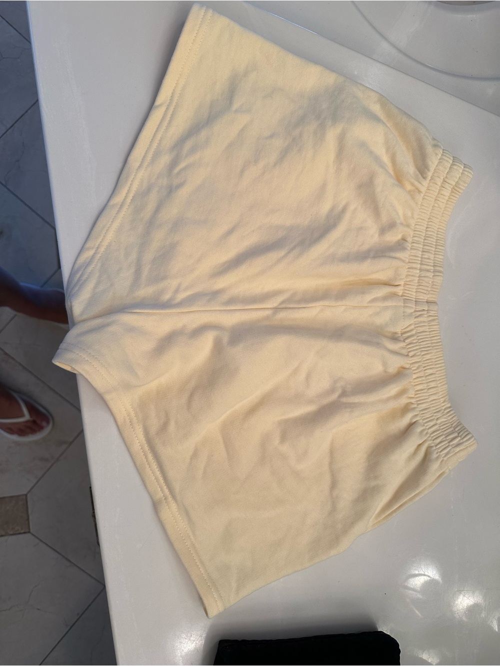 Yellow Embroidered Shorts with Pink Script - Picture 3 of 4